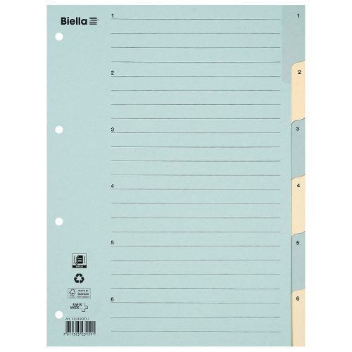 Biella, BIELLA Register Karton farbig A4 462446.00 1-6