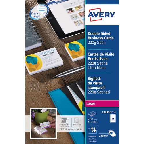 AVERY Zweckform, AVERY ZWECKFORM Visitenkarten doppels. 85x54mm C32016-25 Laser,220g,weiss 25Bl./10Stk.
