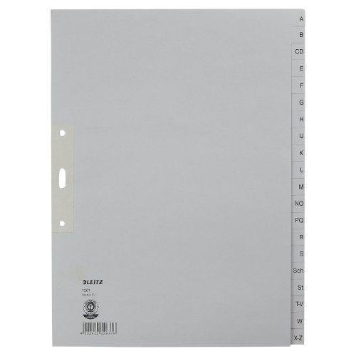 Leitz Papierregister 1201 DIN A4 Überbreite (volle Höhe) Grau 20-teilig 3-fach Tauenpapier A - Z