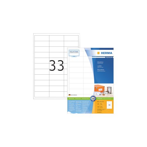 HERMA Universaletiketten 4613 Weiß DIN A4 66 x 25,4 mm 200 Blatt à 33 Etiketten
