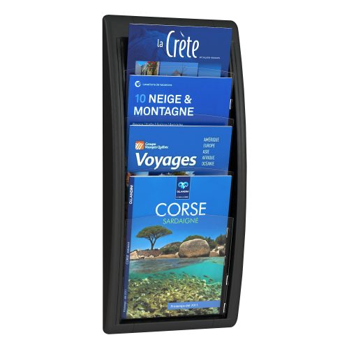 Paperflow wandmontierbarer Prospektständer Polystyrol 290 x 95 x 650mm A4 Schwarz