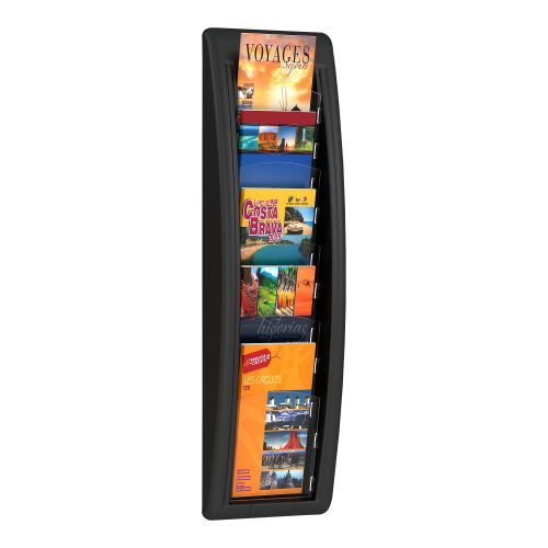 Paperflow wandmontierbarer Prospektständer Polystyrol 180 x 95 x 650mm 1/3 A4 Schwarz