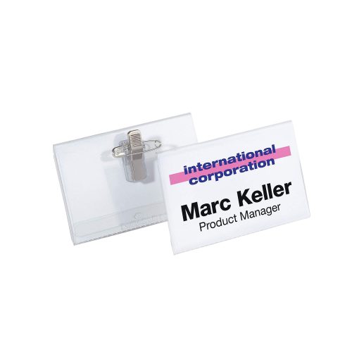 DURABLE, DURABLE Namensschild m. Kombiklemme 8157/19 transparent, 40x75mm 50 Stk.