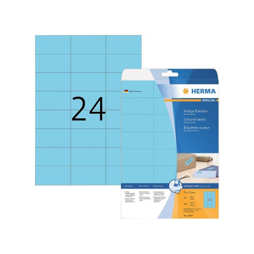 HERMA, HERMA Universal-Etiketten 70x37mm 4468 blau 480 St./20 Blatt