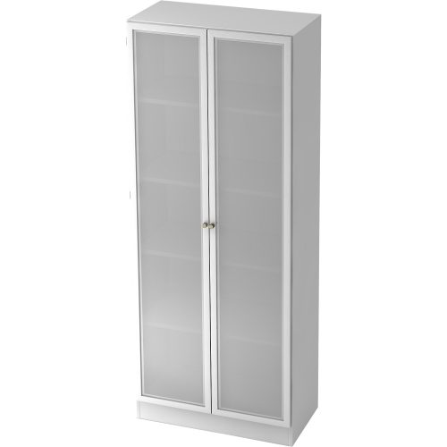 Hammerbacher Schrank 5FH Spanholz, Glas Weiß 800 x 420 x 2.004 mm