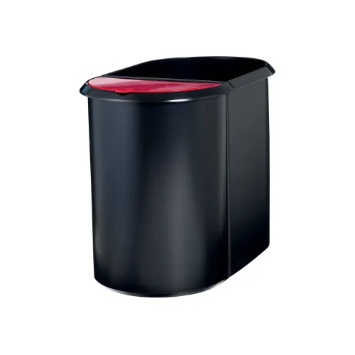 helit Papierkorb Duo System Kunststoff Schwarz, Rot 28 x 28 x 35 cm