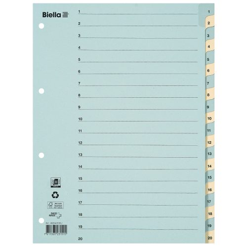 Biella, BIELLA Register Karton farbig A4 462442.00 1-20