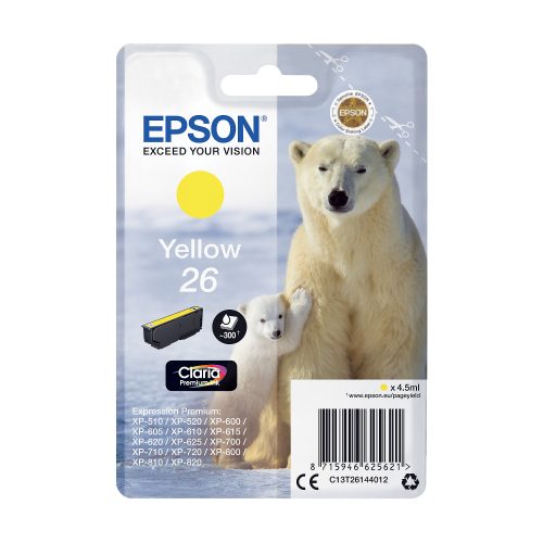 Epson, EPSON Tintenpatrone yellow T261440 XP 700/800 300 Seiten