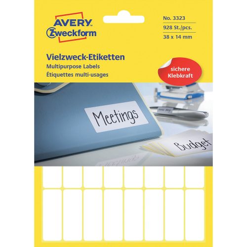 AVERY Zweckform, AVERY ZWECKFORM Universal-Etiketten 38x14mm 3323 weiss 928 St./29 Bl.
