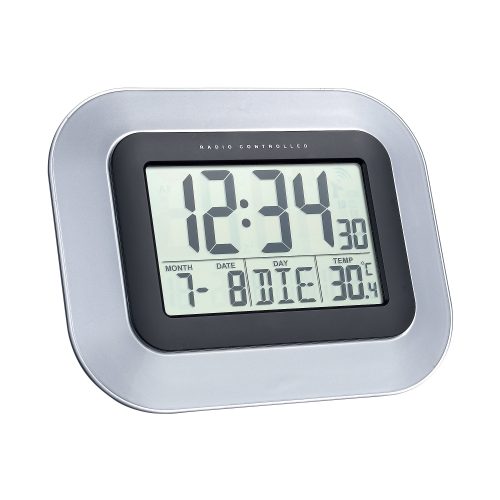 TechnoLine Wanduhr WS8005 22,8 cm x 2,8 cm x 18 cm Schwarz, Silber