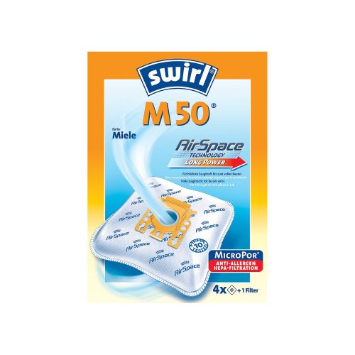 Swirl Staubsaugerbeutel M 50 AirSpace® Orange, Weiß 4 Stück