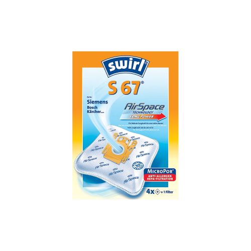 Swirl Staubsaugerbeutel S 67 AirSpace® Orange, Weiß 4 Stück