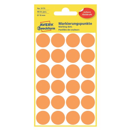AVERY Zweckform, AVERY ZWECKFORM Markierungspunkte 18mm 3173Z orange 96 St&uuml;ck