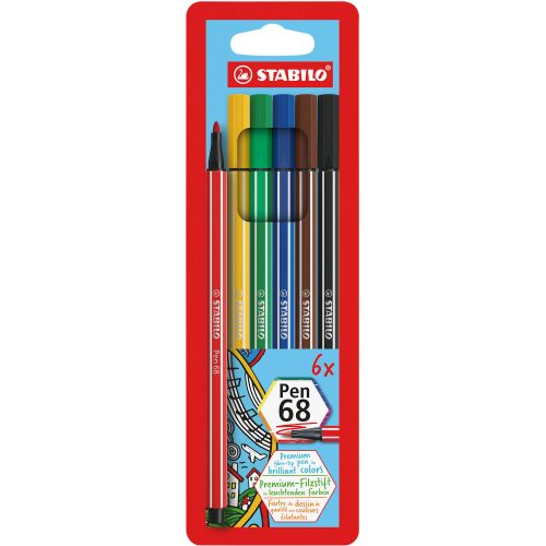 STABILO, STABILO Fasermaler Pen 68 1mm 6806/PL 6 Farben