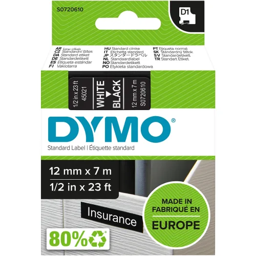 DYMO, DYMO Schriftband D1 weiss/schwarz S0720610 12mm/7m