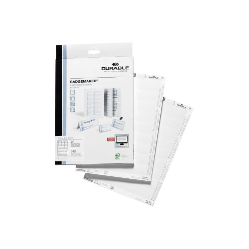 DURABLE, DURABLE Etiketten Badgemaker 1451/02 weiss, 30x60mm 20Bl./27Stk.