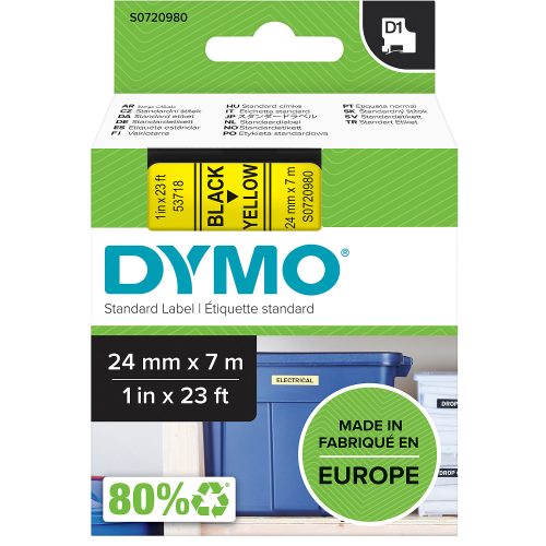 DYMO, DYMO Schriftband D1 schwarz/gelb S0720980 24mm/7m