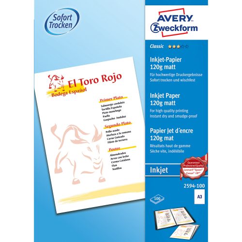 AVERY Zweckform, AVERY ZWECKFORM InkJet-Papier A3 2594-100 120g, weiss 100 Blatt