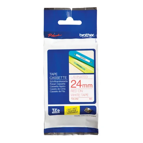 PTOUCH, PTOUCH Band, laminiert rot/weiss TZe-252 PT-2450DX 24 mm