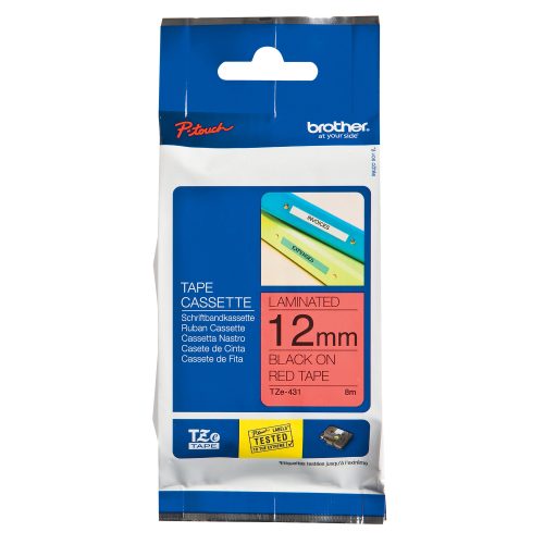 PTOUCH, PTOUCH Band, laminiert schwarz/rot TZe-431 PT-1280VP 12 mm
