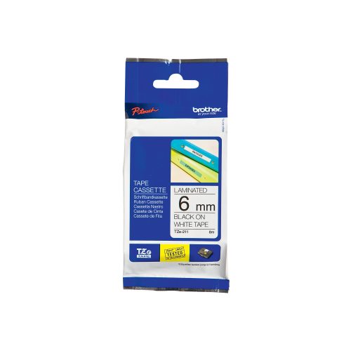 PTOUCH, PTOUCH Band, laminiert schwarz/weiss TZe-211 PT-1280VP 6 mm
