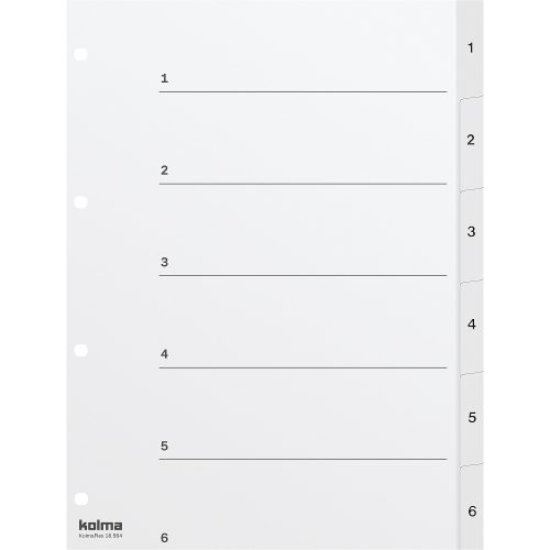 Kolma, KOLMA Register KolmaFlex A4 18.564.16 weiss, 1-6, 4-Loch