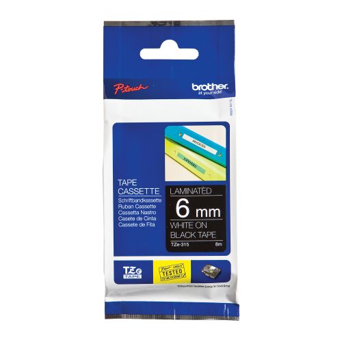 PTOUCH, PTOUCH Band, laminiert weiss/schwarz TZe-315 PT-1280VP 6 mm