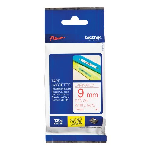 PTOUCH, PTOUCH Band, laminiert rot/weiss TZe-222 PT-1280VP 9 mm