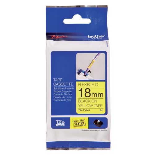 PTOUCH, PTOUCH Flexitape lamin. schwarz/gelb TZe-FX641 zu PT-550 18 mm