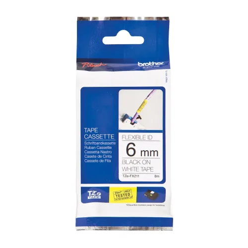 PTOUCH, PTOUCH Flexitape lamin. schwarz/weiss TZe-FX211 zu PT-550 6 mm