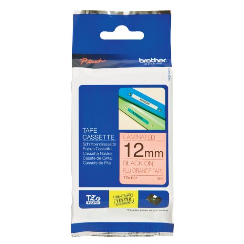 PTOUCH, PTOUCH Band, lam.,fluor. schw./orange TZe-B31 PT-300 12 mm