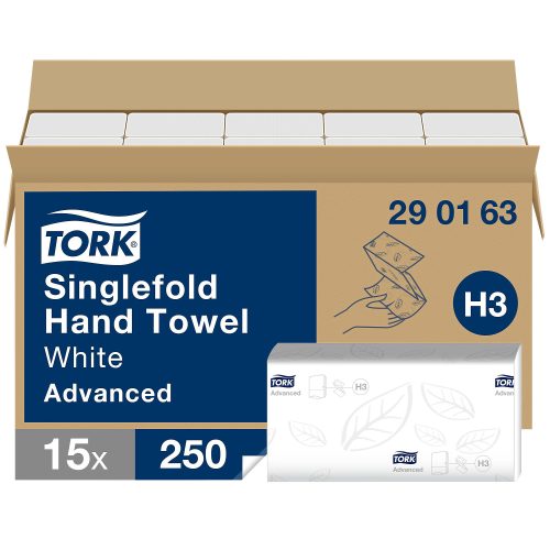 Tork Recycelte Falthandtücher V-falz Weiss 2-lagig 290163 15 Stück à 250 Blatt
