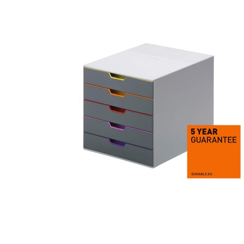 DURABLE, DURABLE Schubladenbox Varicolor 5 -C4 7605/27 farbige Griffe, 5 Schubladen