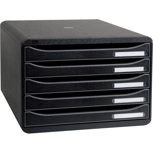 Exacompta - Schubladenbox Big Box Plus Horizon, Querformat, 5 offene Schubladen, Office, A4, Schwarz