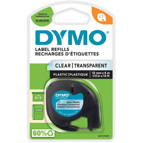 DYMO, DYMO Schriftband LetraTag 12mmx4m S0721530 schwarz/transparent