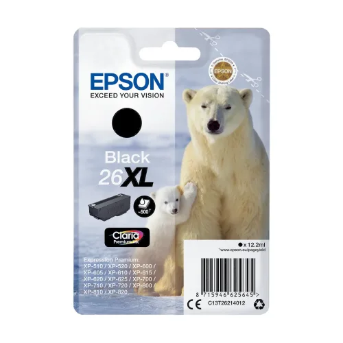 Epson, EPSON Tintenpatrone 26XL schwarz T262140 XP 700/800 500 Seiten