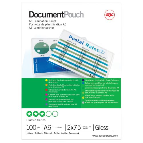 GBC, GBC Laminiertasche A6 3743152 glanz, 75my 100 Stk