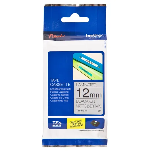 PTOUCH, PTOUCH Flexit.lam.schwarz/matt-silber TZe-M931 zu PT-550 12 mm