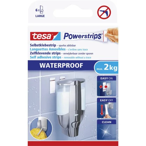 tesa, TESA Powerstrips Waterproof 597000000 weiss, Large, 6 St&uuml;ck