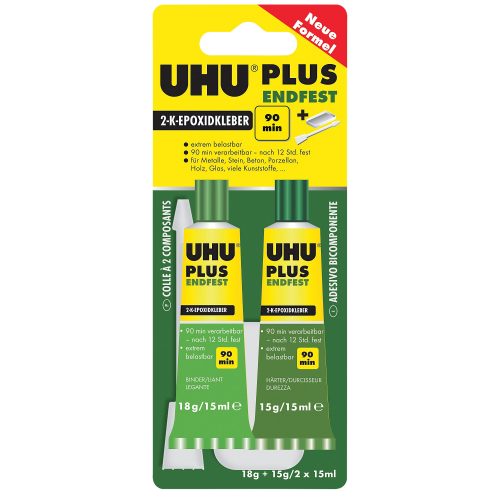 UHU Kraftkleber Permanent ENDFEST Flüssig Transparent 2 x 15 ml 45670