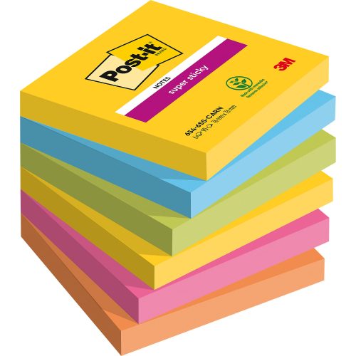 Post-it, POST-IT Block Super Sticky Rio 6546SSRIO 5-farbig, 6x90 Blatt 76x76mm