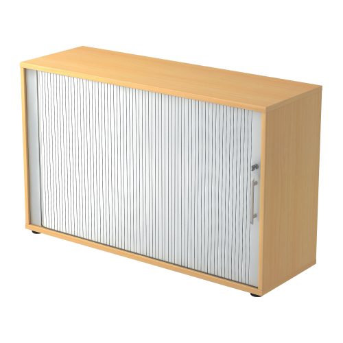 Hammerbacher Rollladenschrank Matrix Buche, Silber 1.200 x 400 x 748 mm