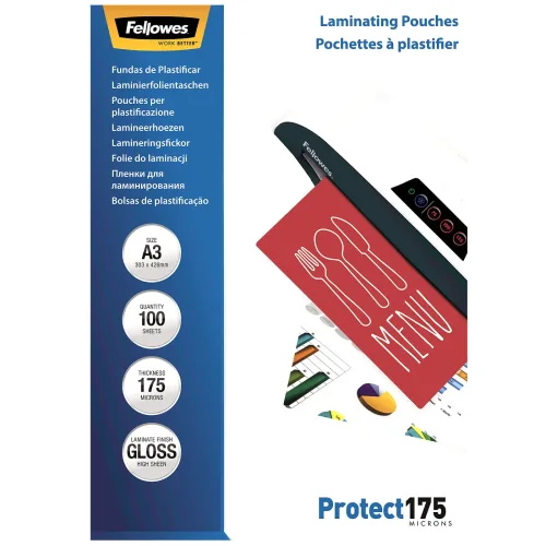 Fellowes, FELLOWES Laminiertasche A3 5308803 glanz, 175my 100 Stk
