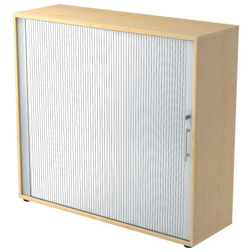 Hammerbacher Rollladenschrank Matrix Ahorn, Silber 1.200 x 400 x 1.100 mm mit Aufbau
