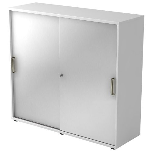 Hammerbacher Schiebetürenschrank 3FH SG Weiß, Silber 1.200 x 400 x 1.100 mm