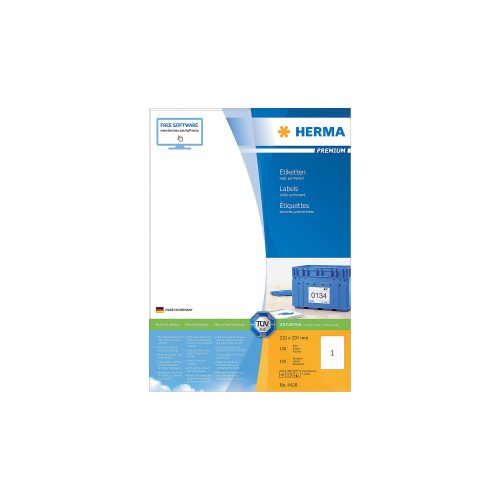 HERMA, HERMA Universal-Etiketten 210x297mm 4428 weiss 100 St./100 Blatt