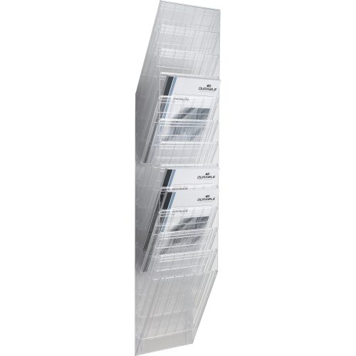 DURABLE Flexiboxx Wandprospekthalter A4 Polystyrol Transparent 24 x 13,5 x 111,5 cm