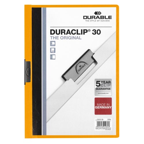 DURABLE, DURABLE Klemmhefter DURACLIP 30 220009 f&uuml;r 30 Blatt A4 orange