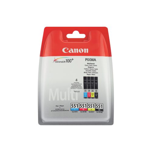 Canon CLI-551BK/C/M/Y Original Tintenpatrone 6509B009 Schwarz, Cyan, Magenta, Gelb 4 Stück Multipack