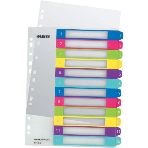 Leitz, LEITZ Register WOW PP A4 Maxi 12440000 12-teilig, 1-12, bedruckbar